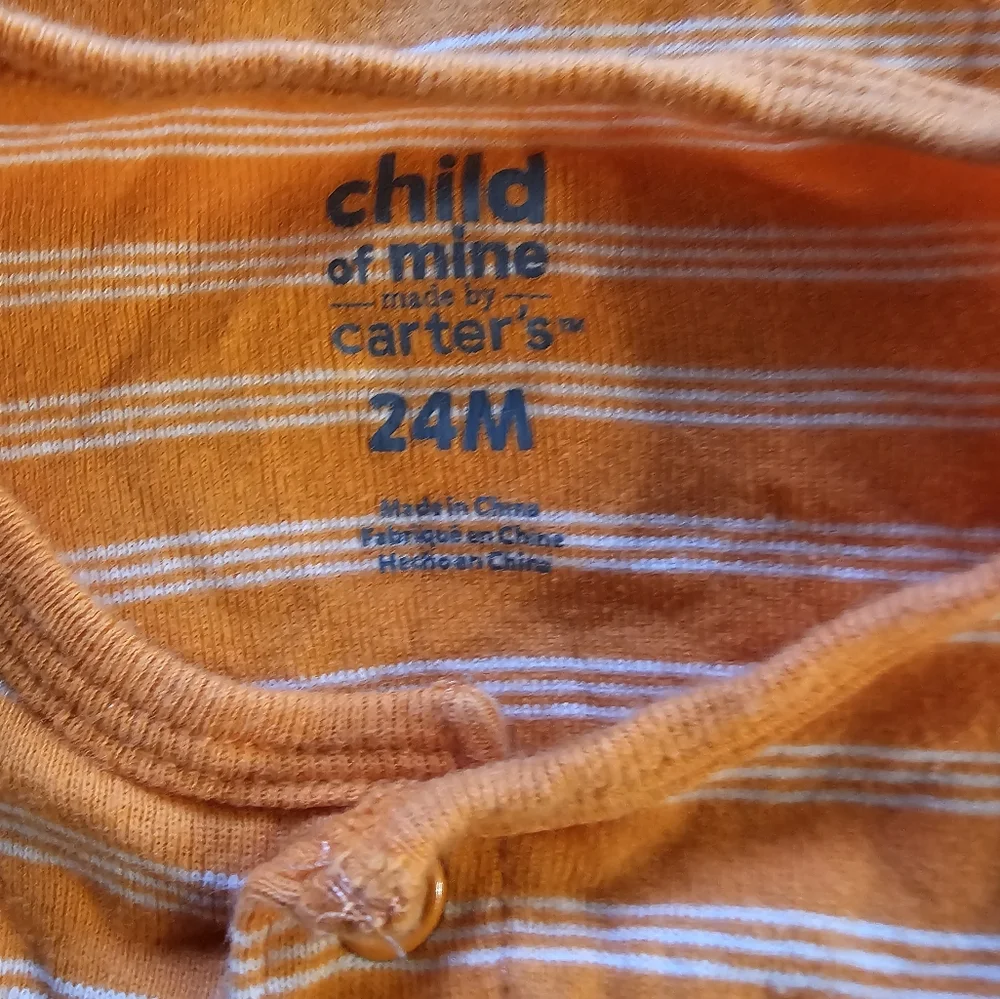 24M Carter's Orange Striped Snap Onesie for Playful‎ Comfort Surfboard Summer